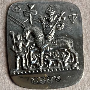 Canterbury Pilgrim Token, Silver Tone. Heavy.  Pewter